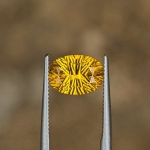 2.25 ct Yellow Sapphire Concave Cut from Sri Lanka, Genuine Ceylon Oval Shaped Precision Cut Loose Gemstone, 8.7 x 6.4 x 4.5mm